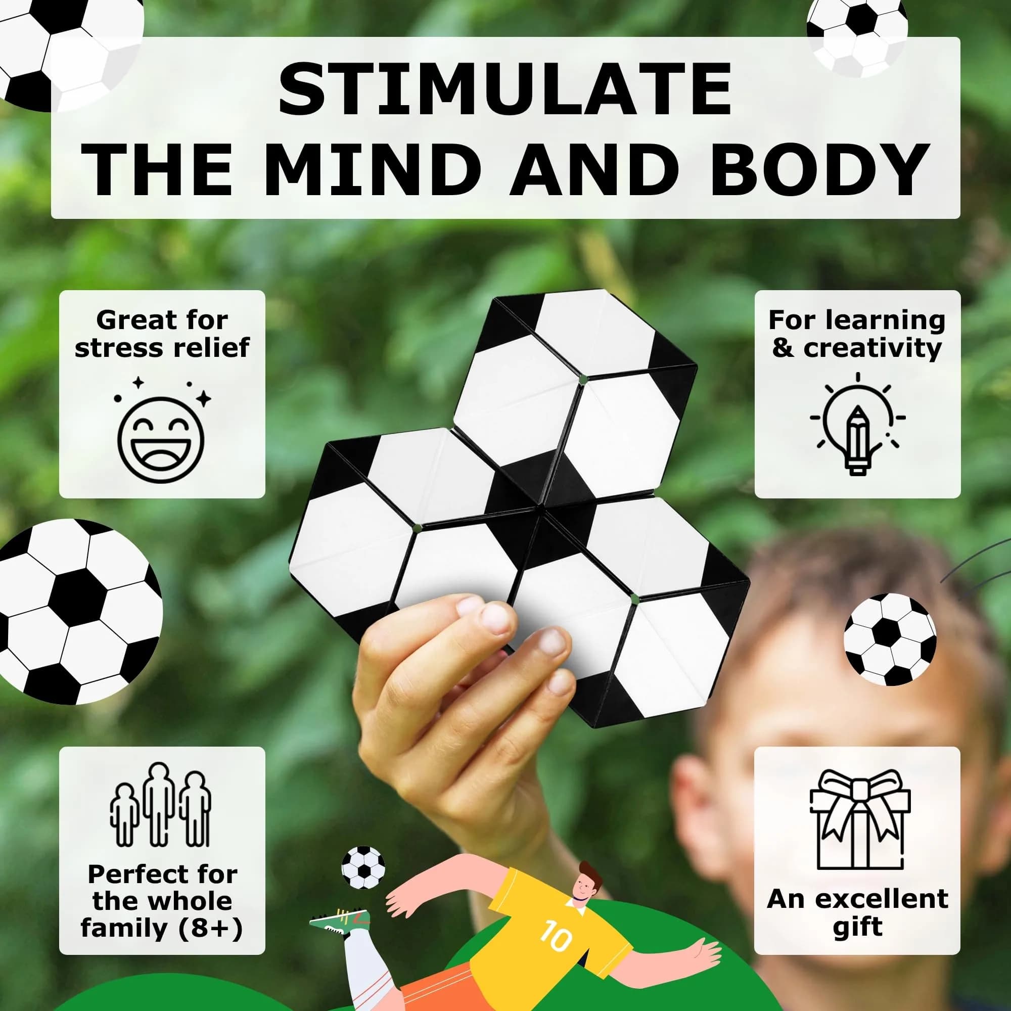 Shashibo Soccer Dodeca Sensory Fidget Toy | Shape Shifting Cube for Kids & Adults thumbnail 2