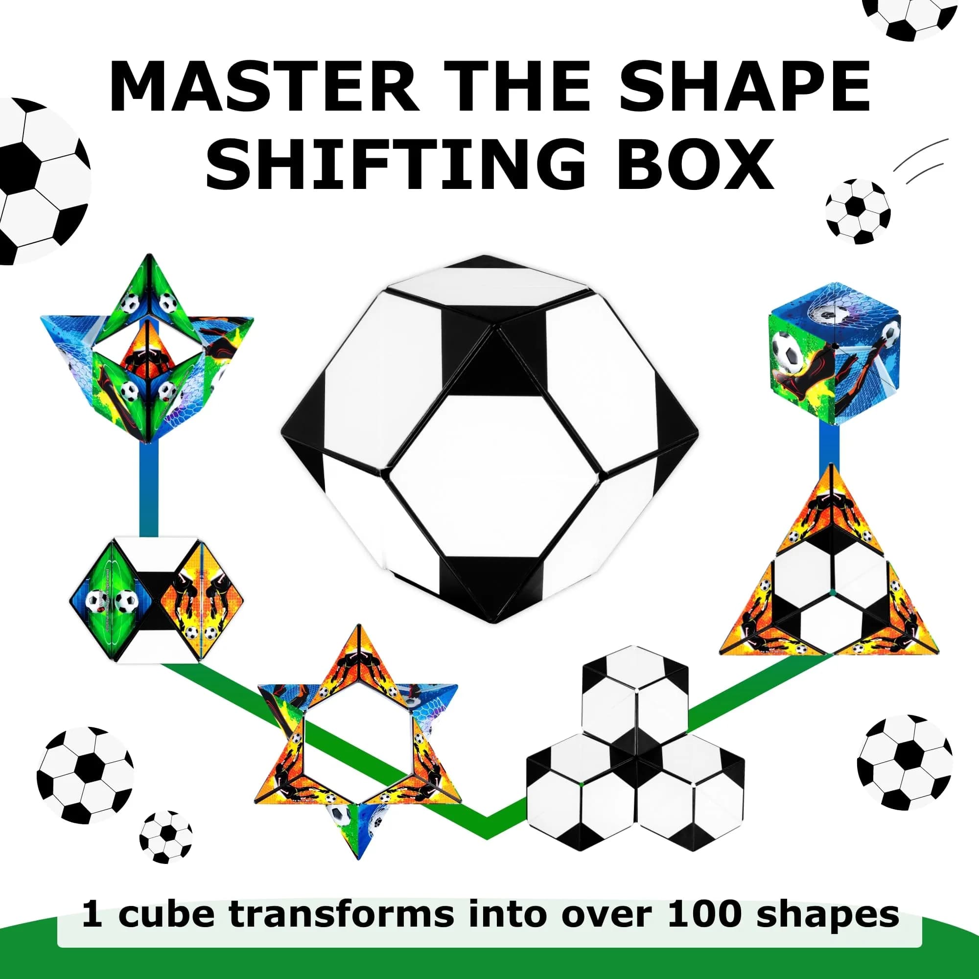 Shashibo Soccer Dodeca Sensory Fidget Toy | Shape Shifting Cube for Kids & Adults thumbnail 3