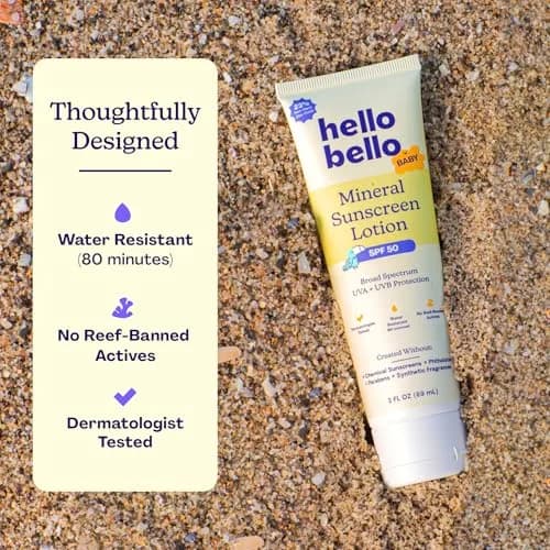 Hello Bello Baby Mineral Sunscreen Lotion SPF 50, 89ml (3 fl oz) | Broad Spectrum UVA/UVB Protection thumbnail 4