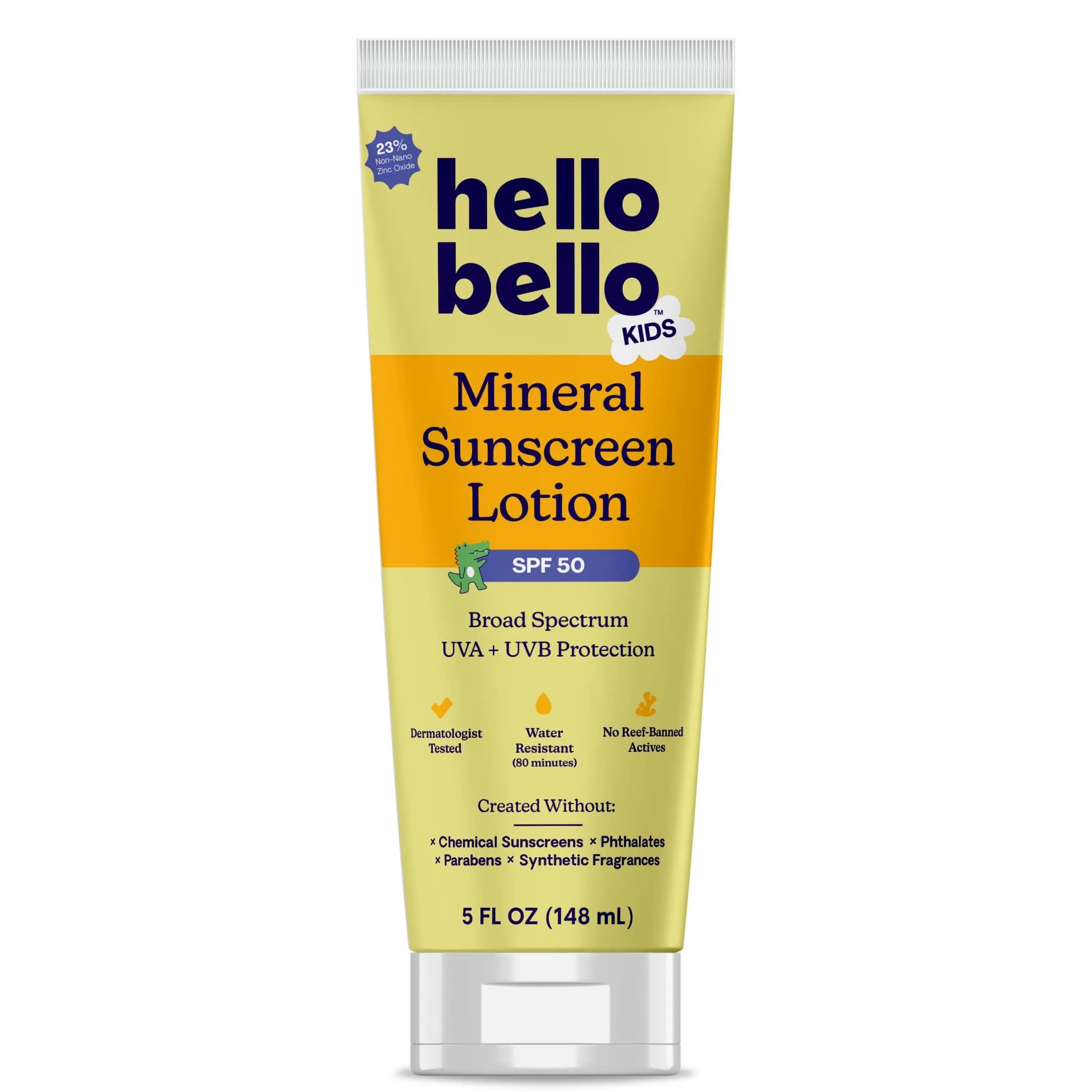 Hello Bello Kids Mineral Sunscreen Lotion SPF 50 | 148ml (5oz) | Gentle, Chemical Sunscreen-Free Protection — 150ml Lotion