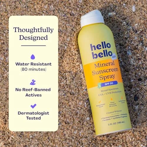 Hello Bello Kids Mineral Sunscreen Spray SPF 50 142g (5 fl oz) | Broad-Spectrum UVA/UVB Protection thumbnail 2