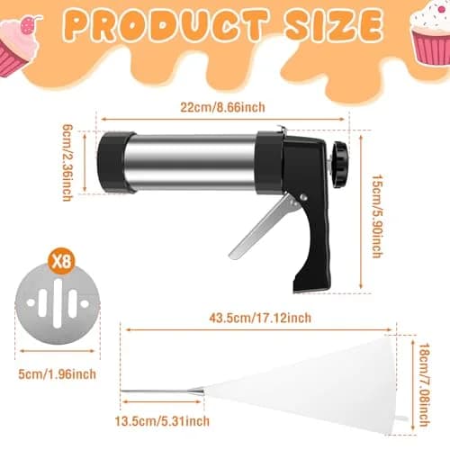 bigjvbfv Churro Maker Machine with 3 Tips & Filling Bag | Stainless Steel, Black (22x15x5.6 cm) thumbnail 3