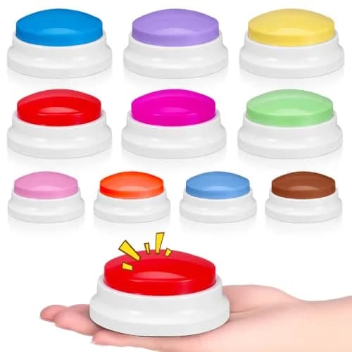 Ovveroche 10 Pieces Recordable Answer Buzzers | Classroom Buzzers for Study, Office, Home, Pet Training Toy thumbnail 1