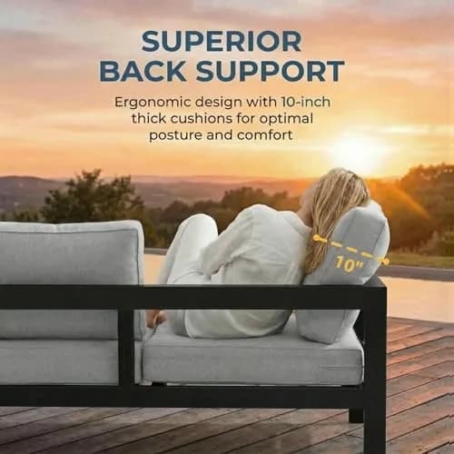 Solaste Aluminum Patio Furniture Set for All Weather | Oversized Metal Outdoor Furniture with 27.5" Deep Seating thumbnail 5