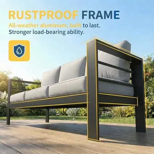 Solaste Aluminum Patio Furniture Set for All Weather | Oversized Metal Outdoor Furniture with 27.5" Deep Seating thumbnail 3