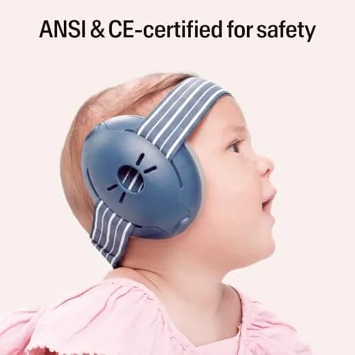 Alpine Muffy Baby Ear Muffs Noise Protection for Toddlers | 23 dB SNR (114g) | Denim Striped thumbnail 6