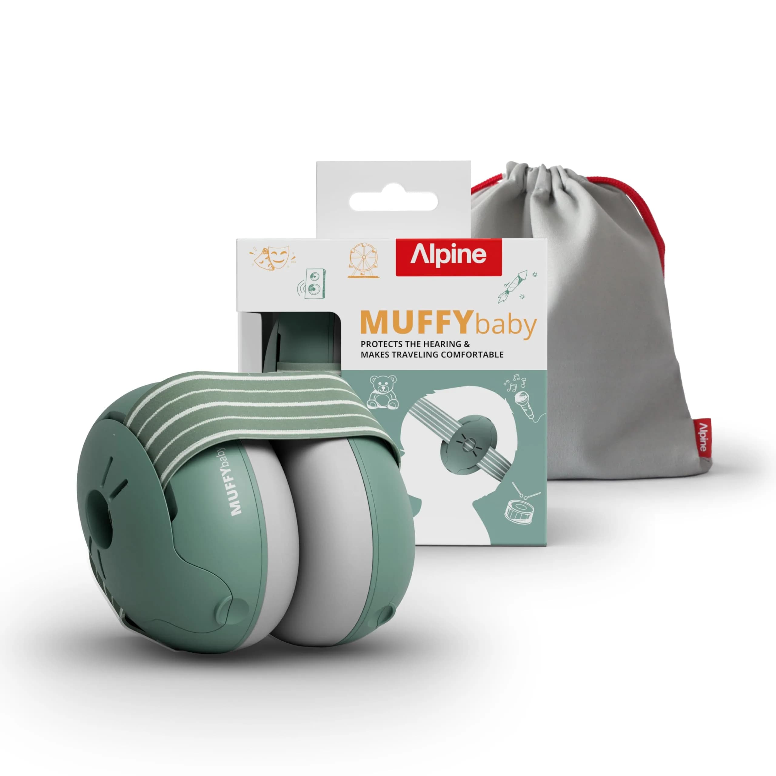 Alpine Muffy Baby Ear Muffs Noise Protection | Toddler Ear Protection Sage 114g (4oz)