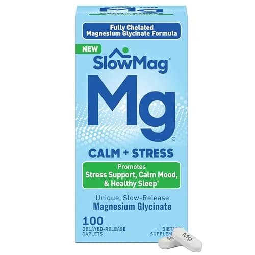 SlowMag Magnesium Glycinate Caplets 100 Count | Slow-Release Calm & Stress Support thumbnail 1