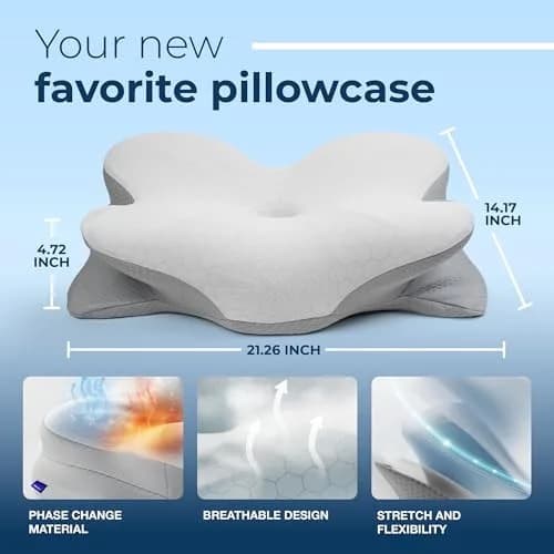 Derila Ergo Thermal Pillow Cover for Cervical Neck Pillow 54cm x 36cm x 12cm | Cooling Fabric for Better Sleep thumbnail 2
