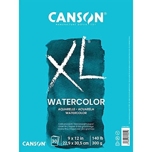 Canson XL Watercolor Paper Pad 9" x 12" 30 Sheets/Pad, 3 Pads | 140 lb (300 gsm) Cold Press Paper for Mixed Media Art thumbnail 1