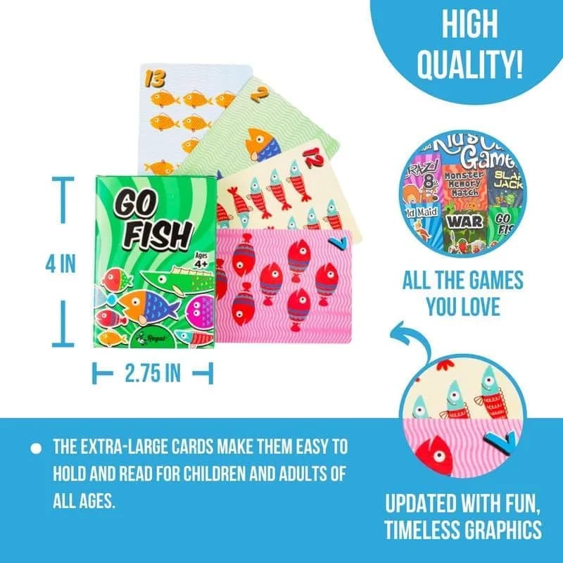 Regal Games Classic Card Games Set for Kids & Families - 54 Decks (6 Packs of 9 Games) | Educational & Fun for Ages 4+ thumbnail 7
