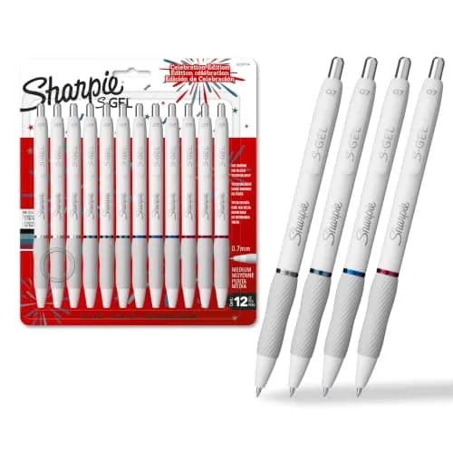 Sharpie S-Gel Pens, Pearl White Body, Fashion Barrel, Medium Point (0.7mm), Colorful Ink, 12 Count | Smooth Ink Flow Writing Instrument thumbnail 1