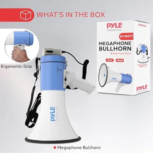 Pyle Portable Megaphone Speaker PA Bullhorn 50W | 1200 Yard Range, Siren, Adjustable Volume thumbnail 7