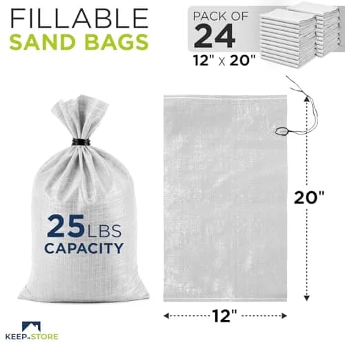 Keep N Store Heavy Duty Sand Bags Pack of 24 | Flood Control & Industrial Use, 12x20 inches, 25 Pounds thumbnail 2