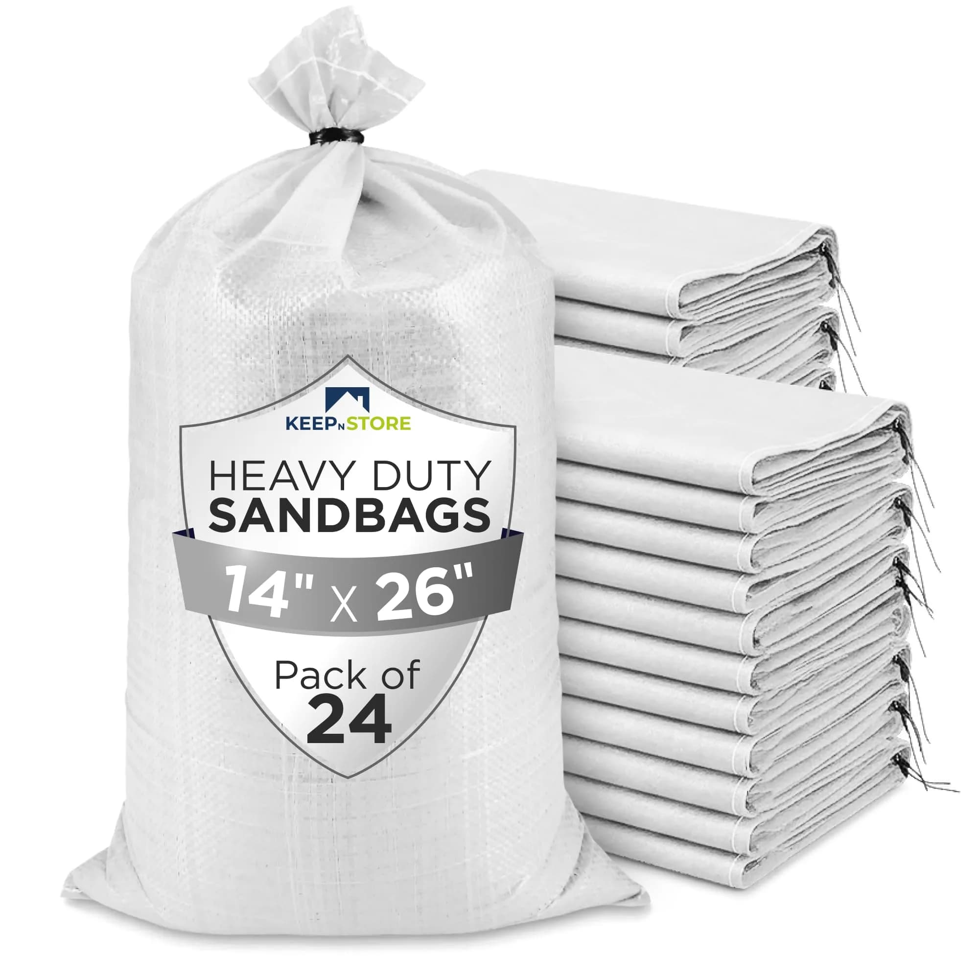 Keep N Store Heavy Duty Sand Bags Pack of 3 | 10x14 inches, 15 lbs, UV Protected, Fillable for Flood Control — White