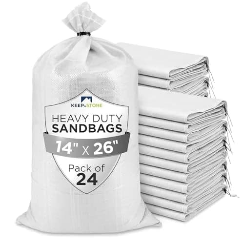 Keep N Store Heavy Duty Sand Bags Pack of 24 | Flood Control & Industrial Use, 14x26 inches, 50 lbs thumbnail 1