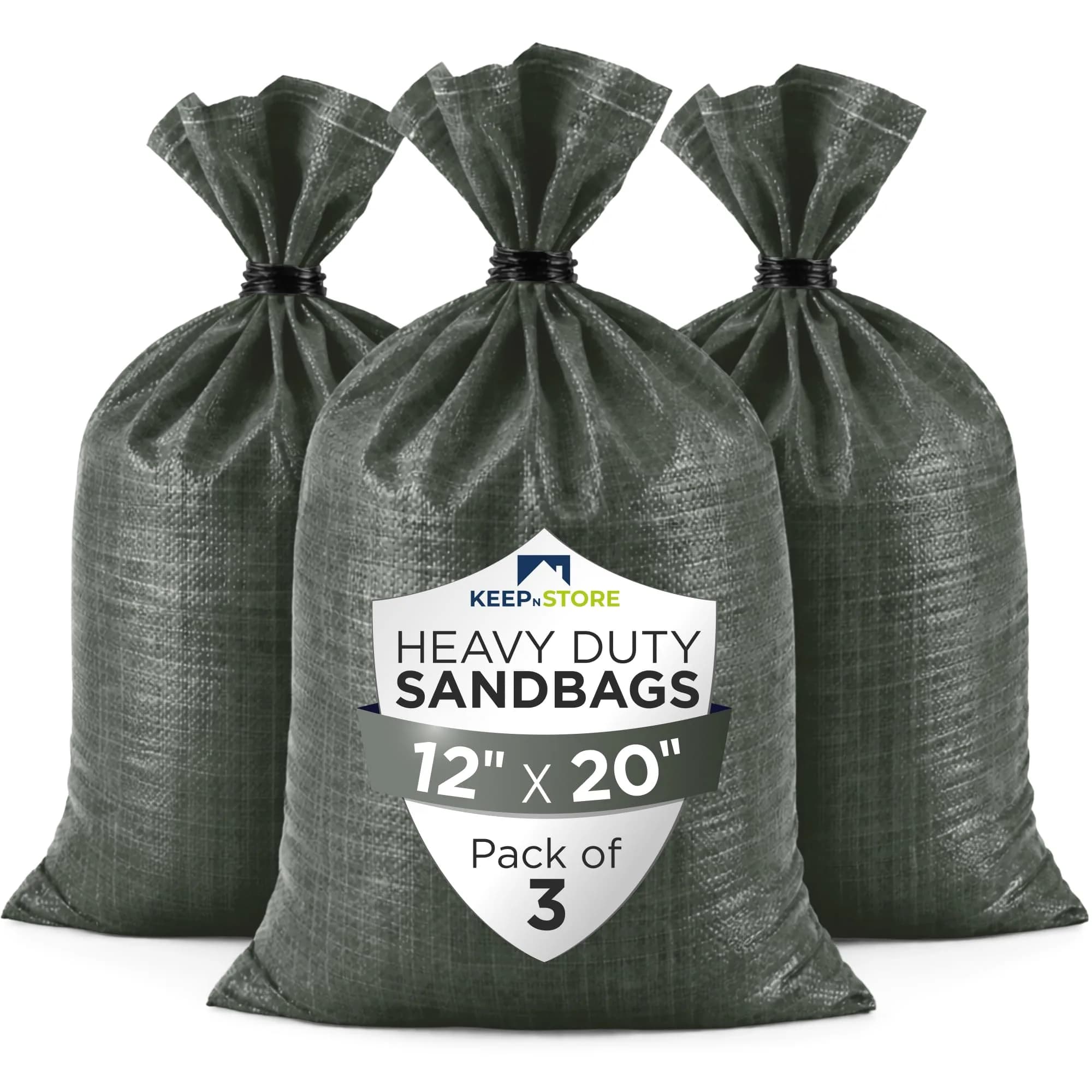 Keep N Store Heavy Duty Sand Bags Pack of 3 | Flood Control & Heavy Load Stabilization — 12"W x 20"L