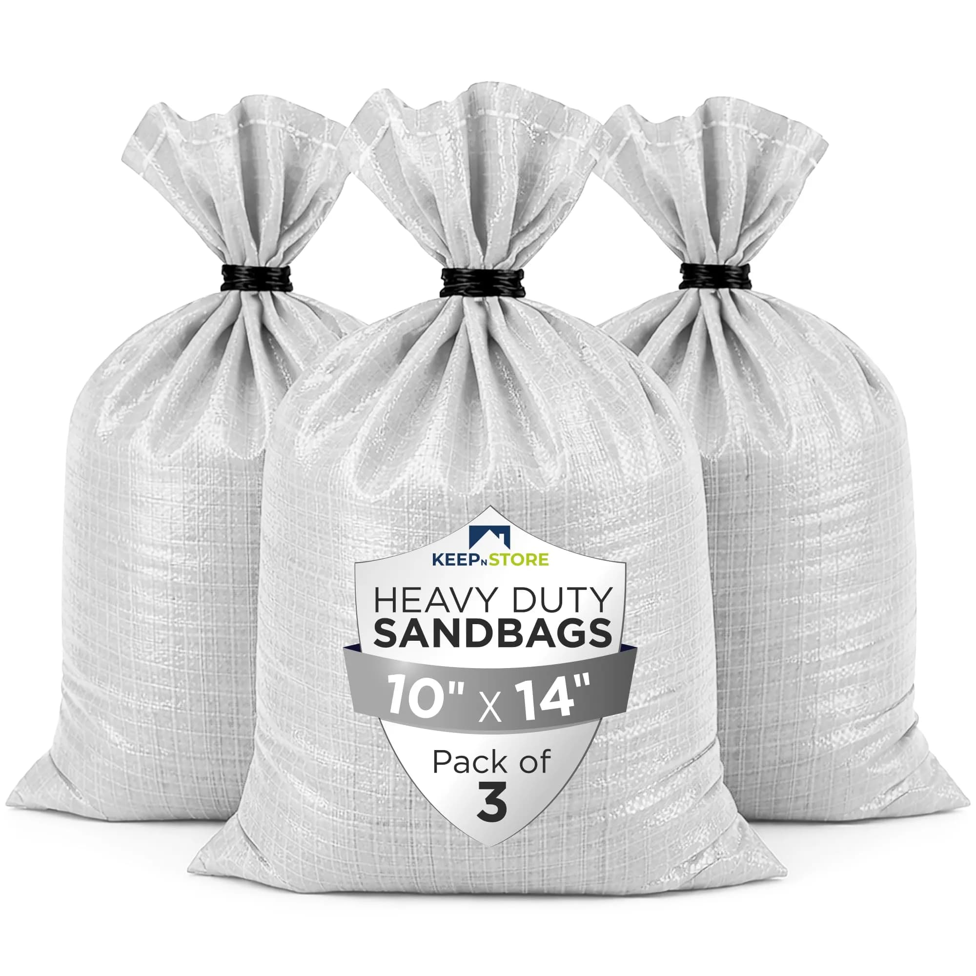 Keep N Store Heavy Duty Sand Bags Pack of 3 | 10x14 inches, 15 lbs, UV Protected, Fillable for Flood Control - main product image