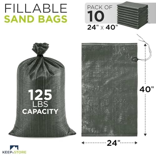 Keep N Store Heavy Duty Sand Bags Pack of 10, Army Green 24x40 inches | UV Protection 1600 Hours thumbnail 2