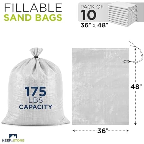 Keep N Store Heavy Duty Sand Bags Pack of 10, 36x48 inches (91.44x121.92 cm) | Flood Control & Weight Bags thumbnail 2