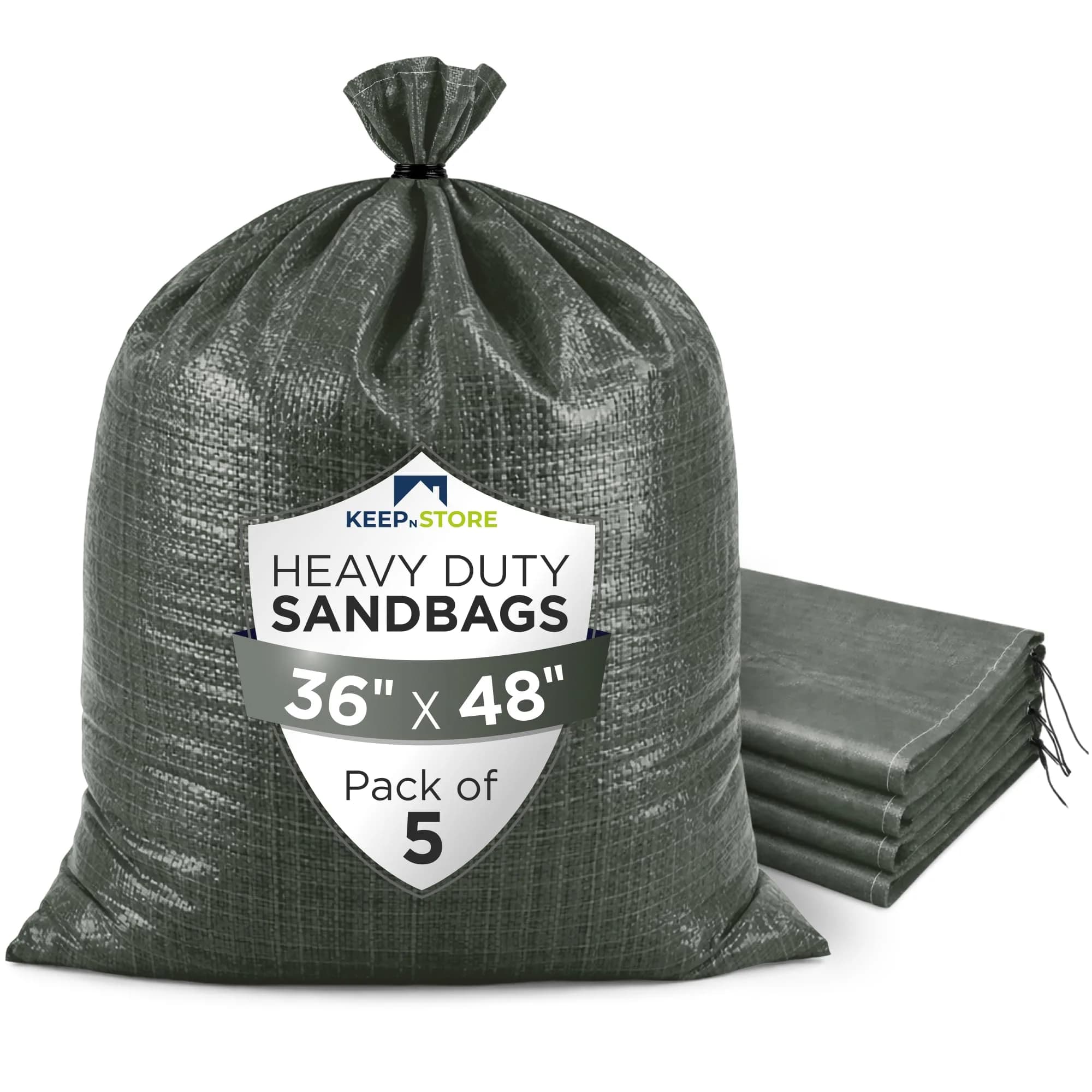 Keep N Store Heavy Duty Sand Bags Pack of 5, 36x48 inches | UV Resistant Woven Polypropylene Flood Control Bags - main product image