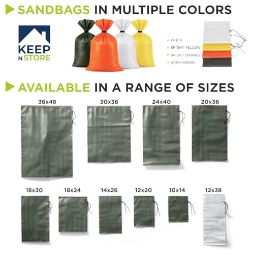 Keep N Store Heavy Duty Sand Bags Pack of 5, 36x48 inches | UV Resistant Woven Polypropylene Flood Control Bags thumbnail 3
