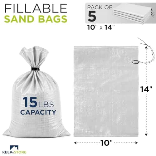 Keep N Store Heavy Duty Sand Bags Pack of 5, 10x14 inches (25.4x35.6 cm) | UV Protection, Flood Control thumbnail 2