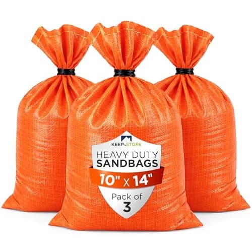 Keep N Store Heavy Duty Sand Bags Pack of 3, 10x14 inches (25.4x35.6 cm) — UV Resistant Woven Polypropylene for Flood Control & Weight thumbnail 1