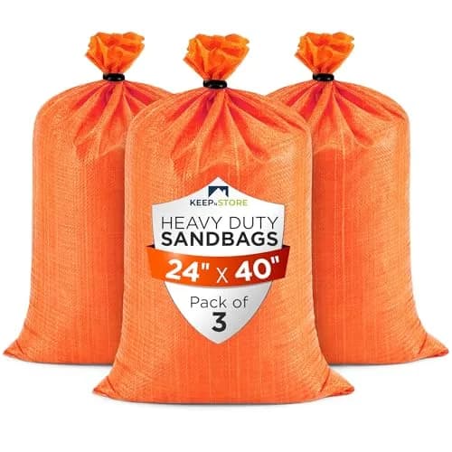 Keep N Store Heavy Duty Sand Bags Pack of 3, Bright Orange Empty Sandbags 61cm x 102cm (24x40 inches) | UV Protected Woven Polypropylene for Flood Control & Weight thumbnail 1