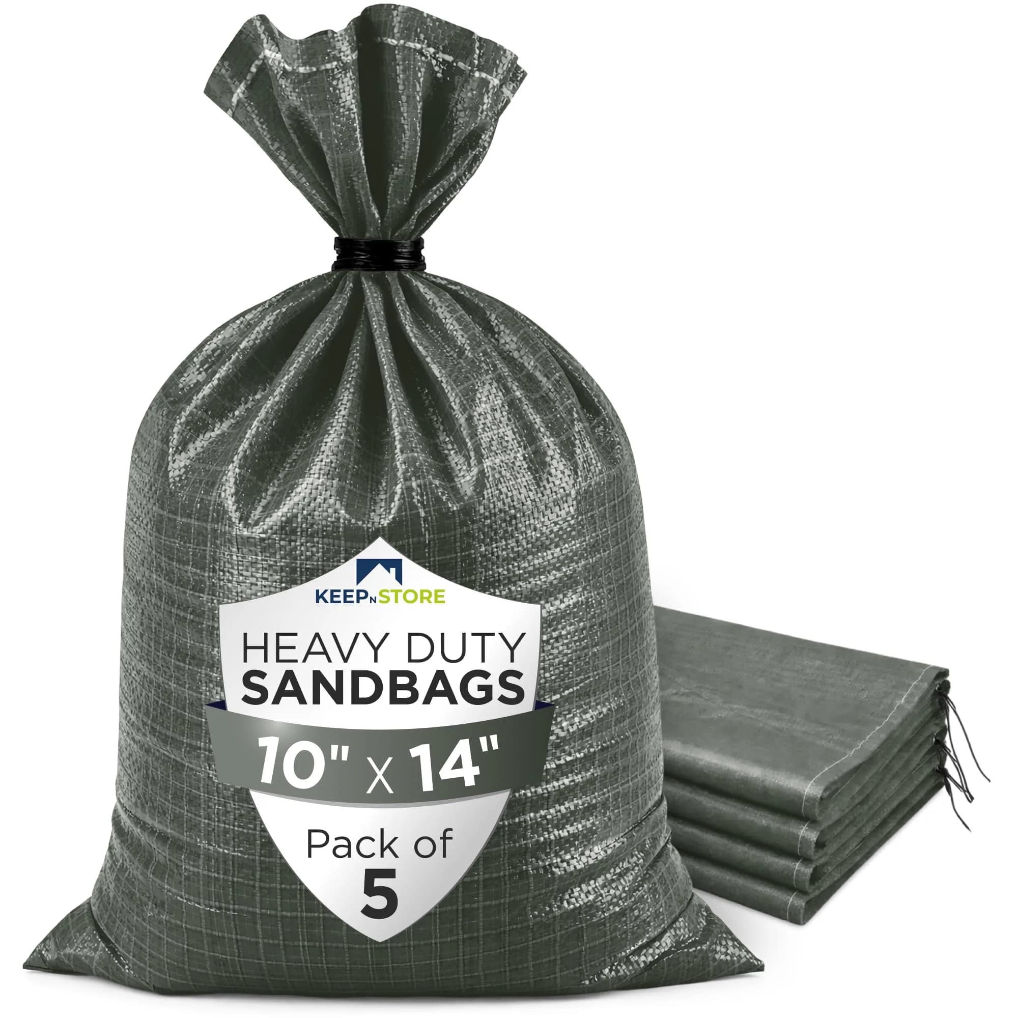Keep N Store Heavy Duty Sand Bags Pack of 5 | Flood Control & Industrial Use, 10x14 inches, 15 Pounds - main product image