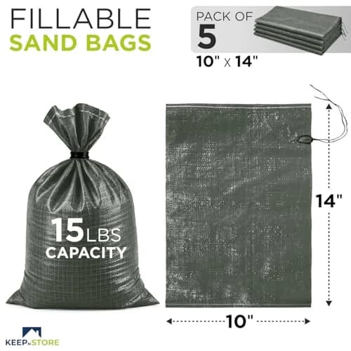 Keep N Store Heavy Duty Sand Bags Pack of 5 | Flood Control & Industrial Use, 10x14 inches, 15 Pounds thumbnail 2