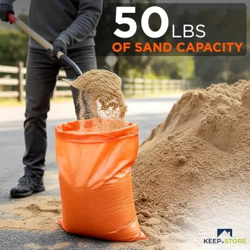 Keep N Store Heavy Duty Sand Bags Pack of 3 | 14x26 inch, 50 lb Capacity, UV Protected, Bright Orange, Reusable Flood Control Bags thumbnail 4