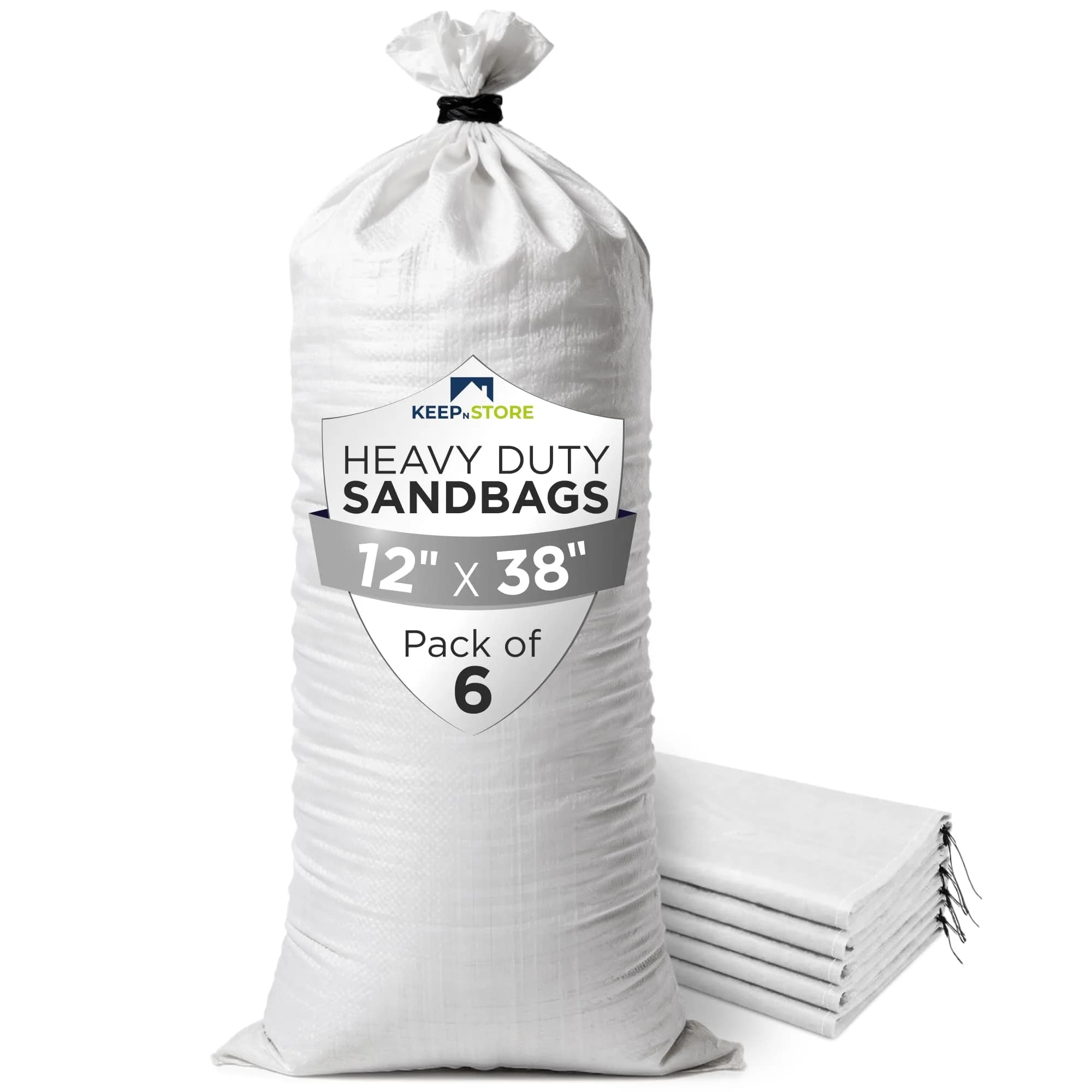 Keep N Store Heavy Duty Sand Bags Pack of 6, 38x18 inches (96.5x45.7 cm) | Flood Control & Weight Bags - main product image
