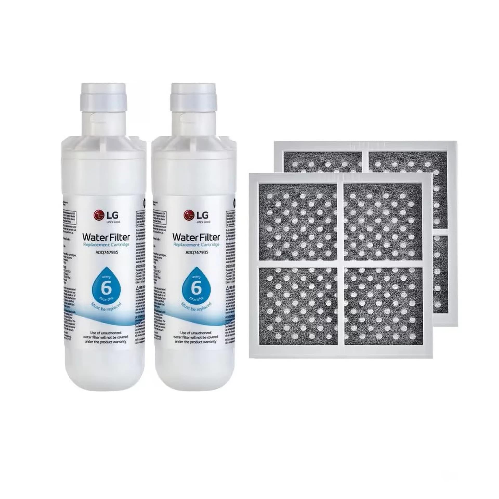 LG LT1000P2 & LT120F 2-Pack Bundle | Replacement Refrigerator Water & Air Filters | 200 Gallon Water Filter Capacity (NSF42, NSF53, NSF401)