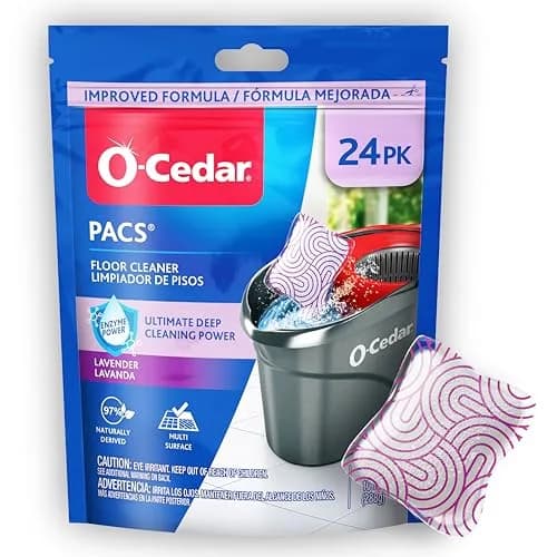 O-Cedar PACS Hard Floor Cleaner Lavender Scent 24 Count (1-Pack) | Naturally-Derived Ingredients thumbnail 1