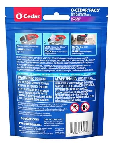O-Cedar PACS Hard Floor Cleaner Lavender Scent 24 Count (1-Pack) | Naturally-Derived Ingredients thumbnail 5