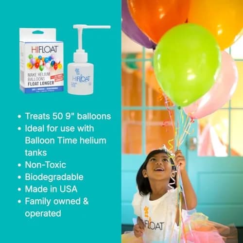 HI-FLOAT ULTRA HI-FLOAT Balloon Treatment with Pump – 5 oz (148ml) – Extends Helium Float Time Up to 25x for Latex Balloons | Professional Party & Event Decor Solution (12 Pack) thumbnail 5