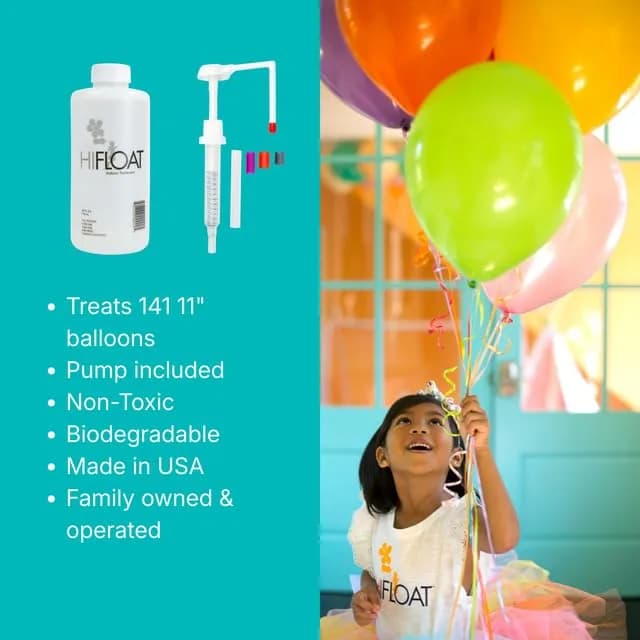 HI-FLOAT Ultra Hi-Float Balloon Treatment 24 oz (710 ml) Bottles with Pump (3 Pack) | Extends Helium Balloon Float Time Up to 25x Longer thumbnail 11