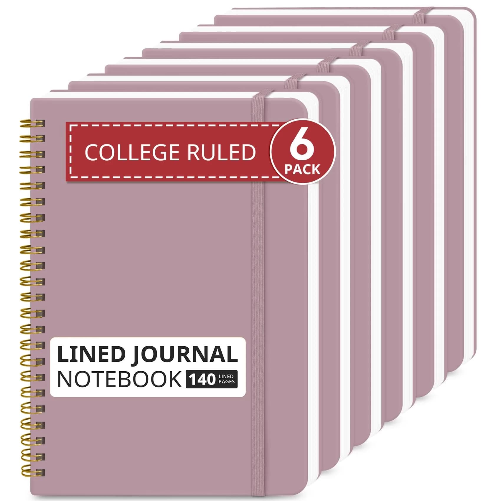 Taja 6 Pack Lined Notebooks A5 (5.7" x 7.9") | Hardcover Spiral Journals for Office Work, 140 Pages - main product image