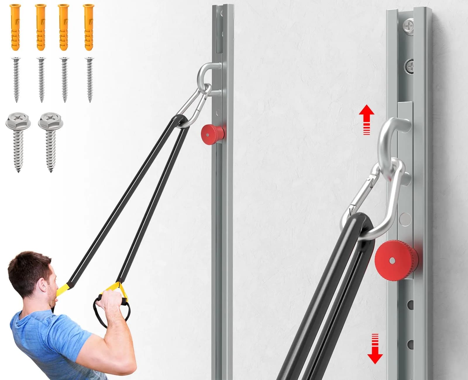 KOMOHOM Adjustable Resistance Band Wall Anchor -Space Saving Fitness System