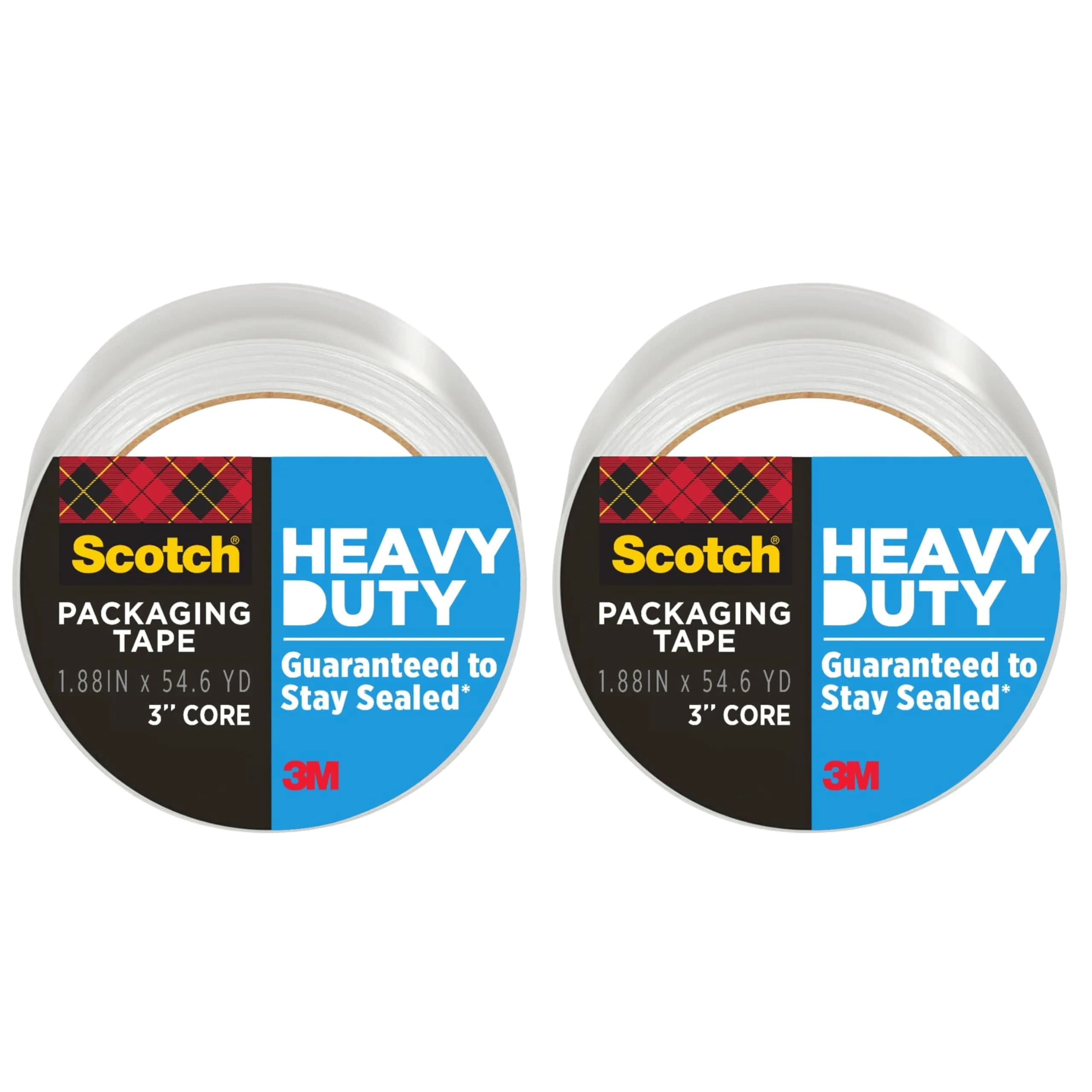 Scotch Heavy Duty Shipping Packaging Tape 3850, Clear, 2 Rolls | Industrial Strength Adhesive - main product image