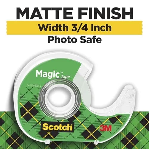Scotch Magic Tape Bundle with Dispensers, 9 Rolls Total | Invisible, Photo-Safe, Write-On Tape for Office & School thumbnail 3
