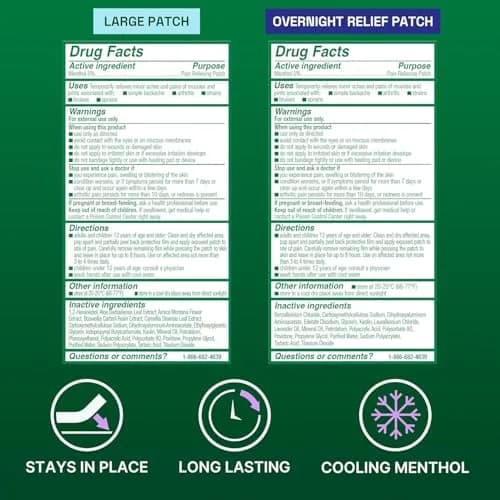 Biofreeze Day & Overnight Pain Relief Patches 18 Count (Pack of 2) | Menthol Arthritis & Muscle Pain Relief thumbnail 5