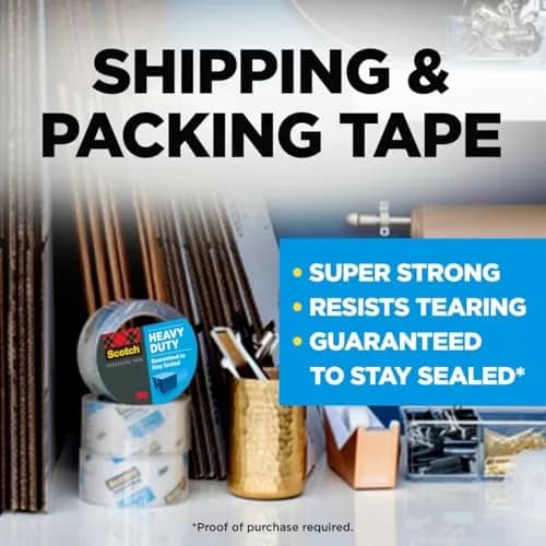 Scotch Heavy Duty Shipping Packaging Tape 3850 Clear 1.88 in x 54.6 yd (48 mm x 50 m) 12 Rolls | Industrial Strength Adhesive thumbnail 2