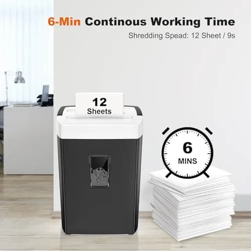 Bonsaii 12-Sheet Cross Cut Paper Shredder 5.46 kg (12 lb) | P-4 Security for Home Office Documents thumbnail 2