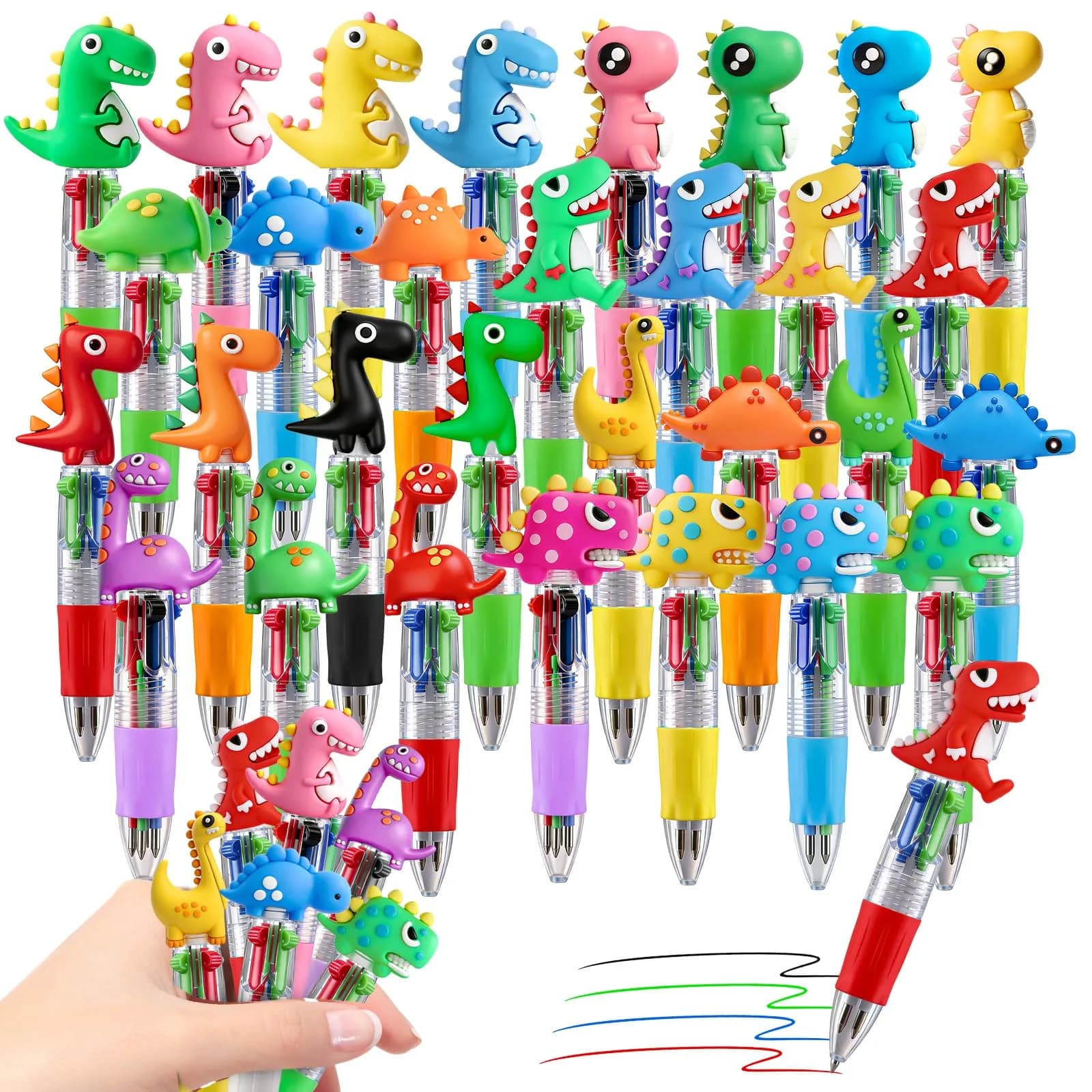 CZWZ Halloween Beadable Pens Set with Silicone Beads & Tassels, 8 Count, Black/Green/Purple/Orange — 30Pcs-Dinosaur 2