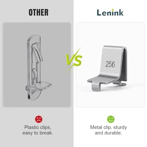 Lenink Adjustable Pilaster Shelf Clip 14 Pcs Silver | Easy to Install & Support Shelves thumbnail 4