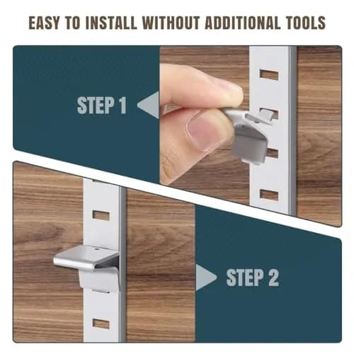 Lenink Adjustable Pilaster Shelf Clip 14 Pcs Silver | Easy to Install & Support Shelves thumbnail 5