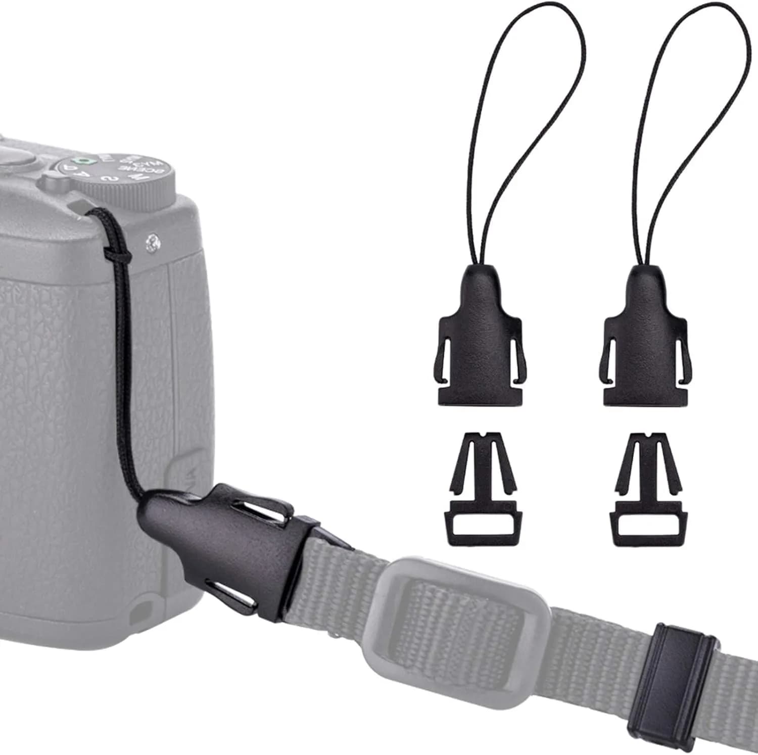 JJC Camera Strap Eyelet Lug Split O Ring Adapter & Leather Cover for Camera | Fits Most Straps ≤ 12mm Wide — for Camera w Small Hole