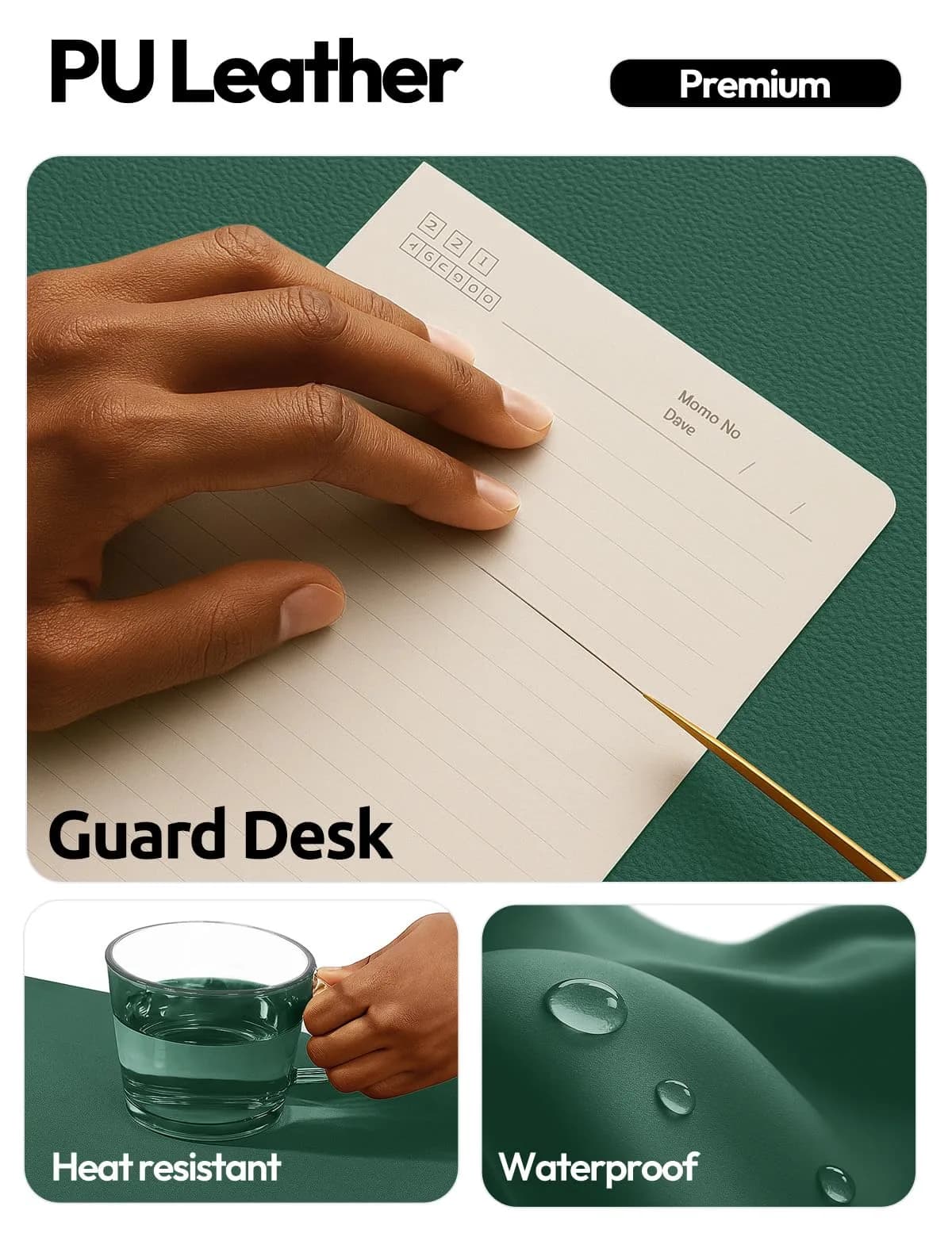 YSAGi Seafoam Green Desk Pad Protector, Large Mouse Pad, 31.5" x 15.8" | Protects Desk, Doubles as Mouse Surface thumbnail 2